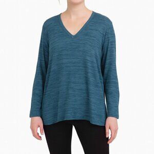 terra & sky plus size womens blue long sleeve v neck pullover top size 0X